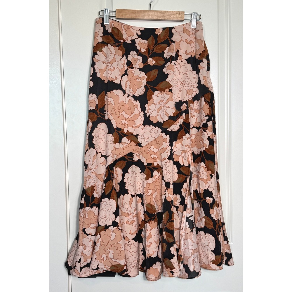 Who What Wear Women's Floral Midi Skirt Size 6 Floating Mums